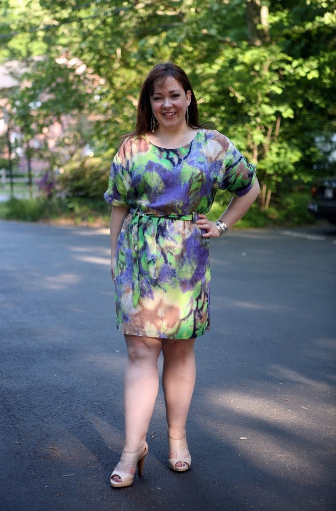 Watercolor Print Silk Dress for Spring