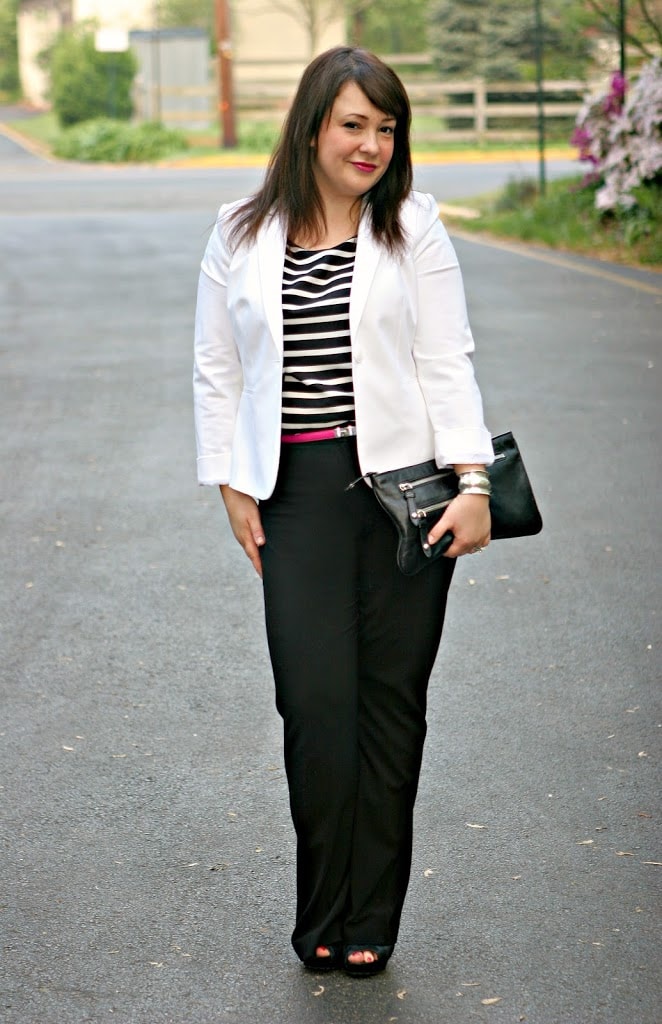 Friday – White Blazer with Stripes