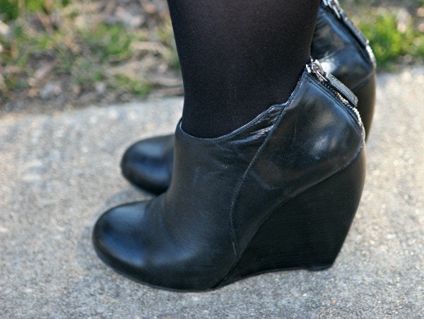 black wedge bootie