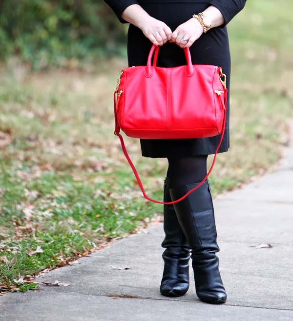 erin red fossil satchel bag