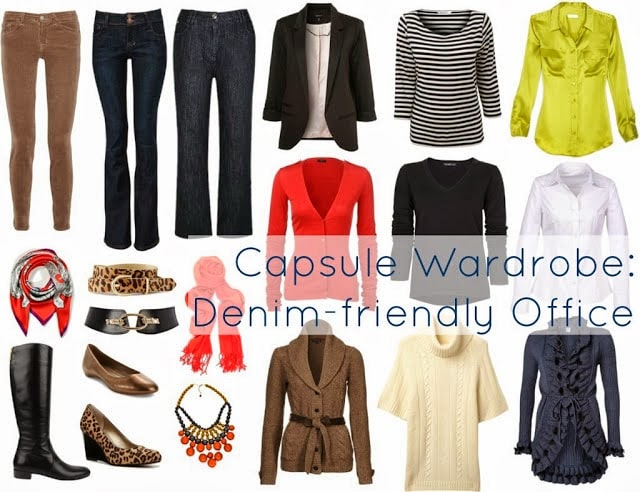 capsule wardrobe denim jeans office