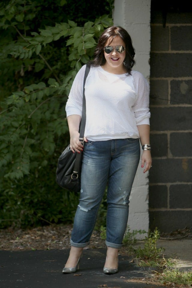 wardrobe oxygen what I wore Gap Real Straight Jeans Karen Kane Top Rough Tumble Bag