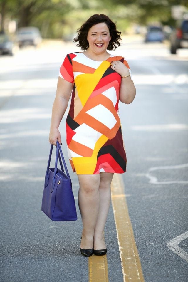 Wardrobe Oxygen featuring a Vince Camuto shift dress and Dagne Dover tote Dagne Dover Legend Tote in Dagne Blue