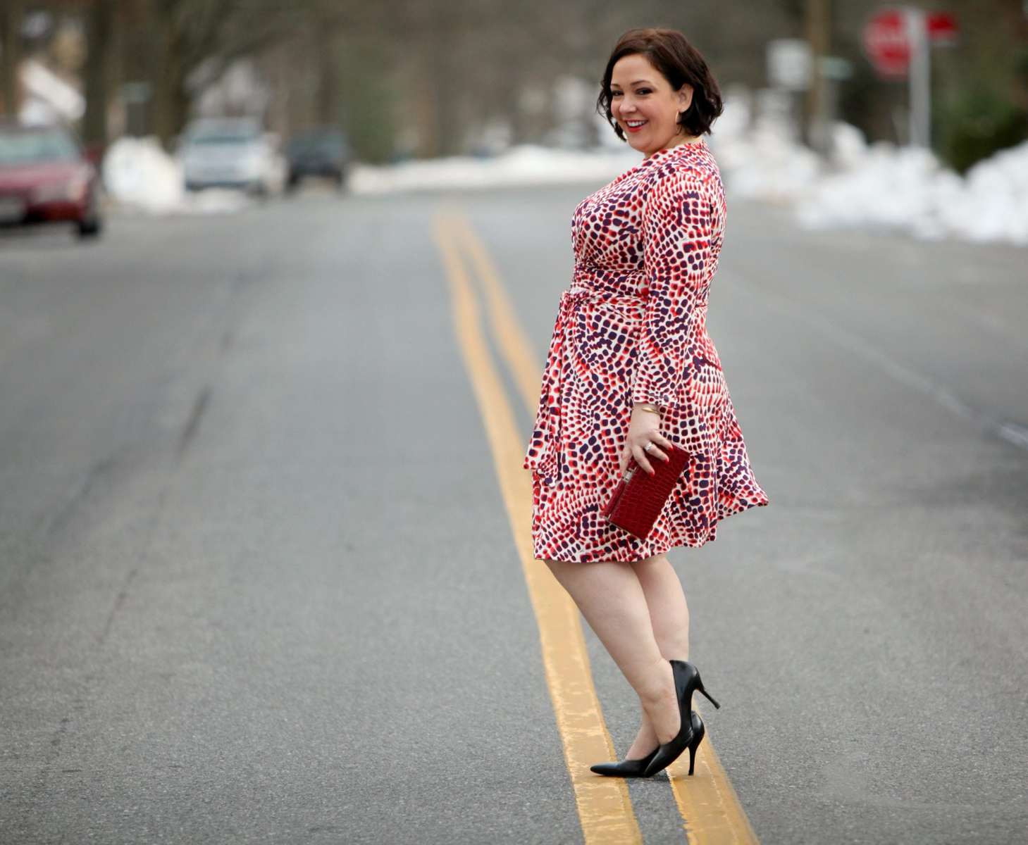 Wardrobe Oxygen featuring a Banana Republic Issa dress and LOFT croco frame clutch