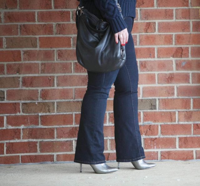 Wardrobe Oxygen featuring the JAG Jeans Foster Bootcut and BCBG Cara Silver snakeskin booties