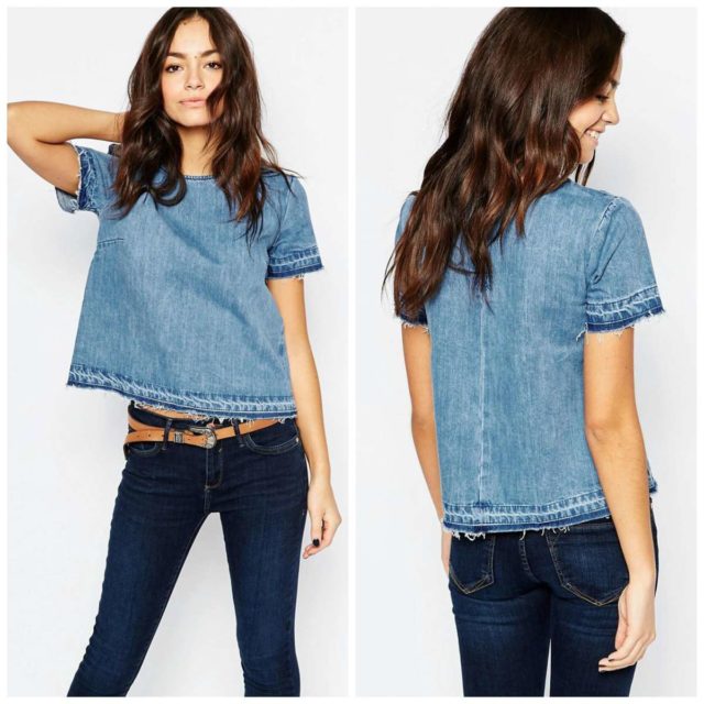 asos new look frayed denim tee