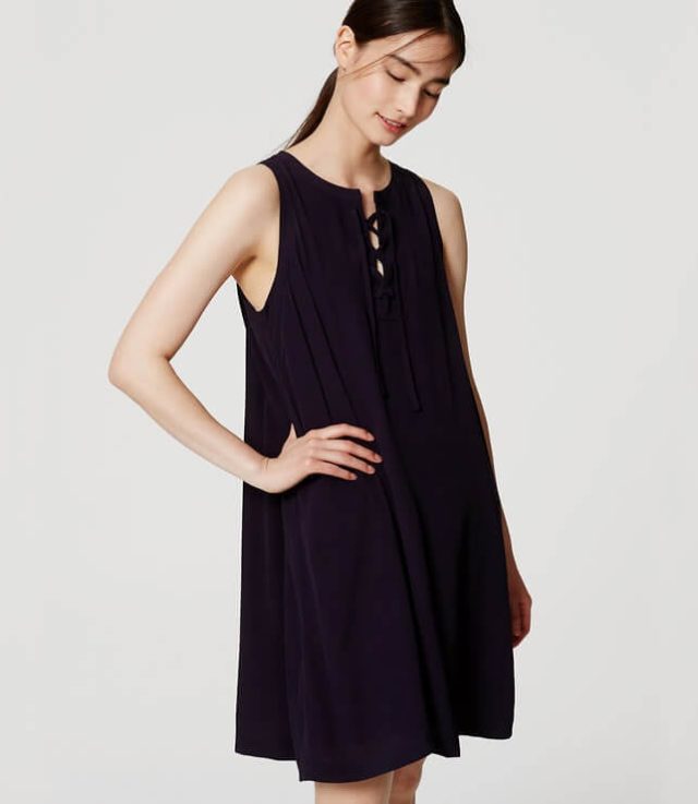 loft lace up dress - navy