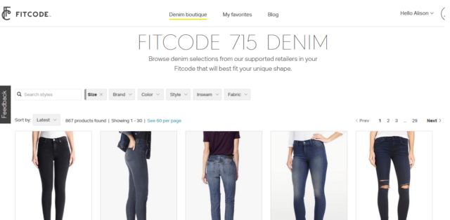 Screenshot of FitCode 715 Denim