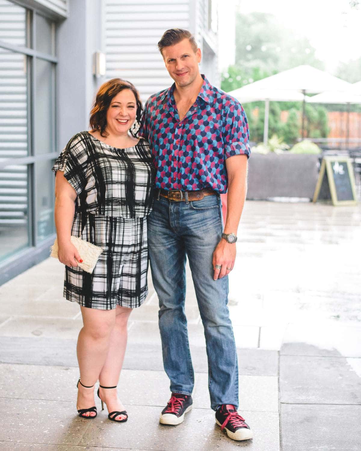 gwynnie bee featured influencer Sangria Romper in black and white on Wardrobe Oxygen