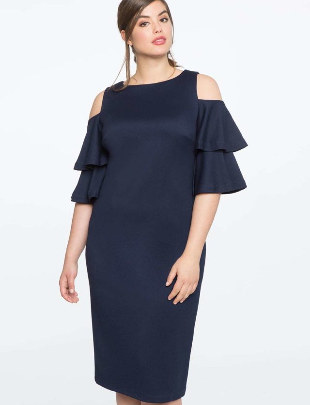 plus size cocktail dress - cold shoulder flounce dress from ELOQUII