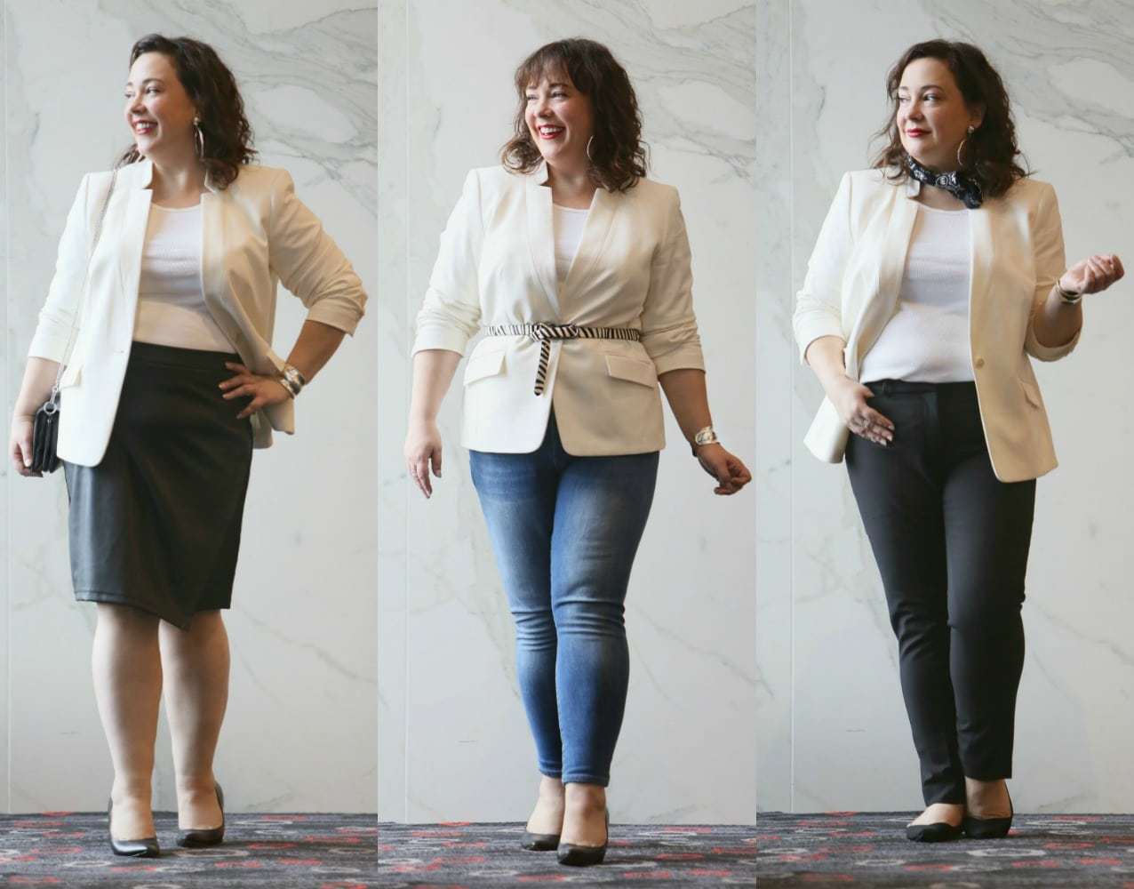 how to style an ivory blazer three ways