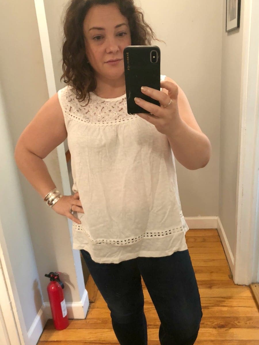 trunk club ivory eyelet top