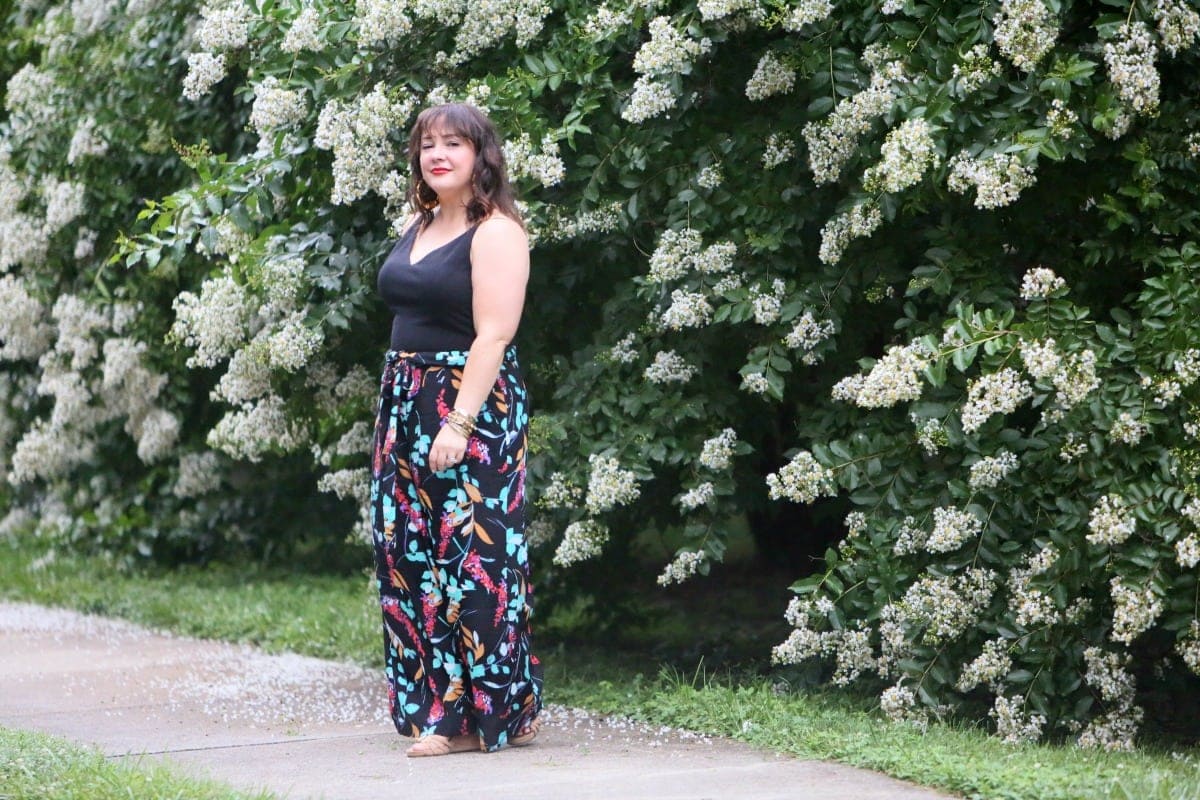 wide leg floral pants