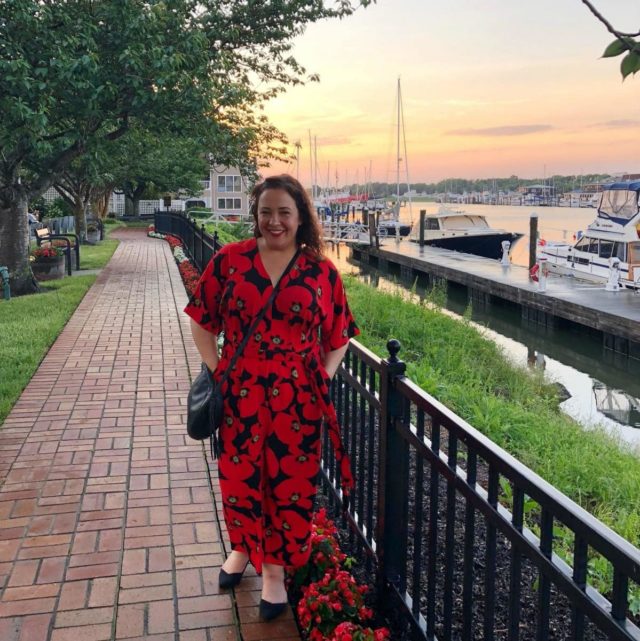 eloquii red floral jumpsuit