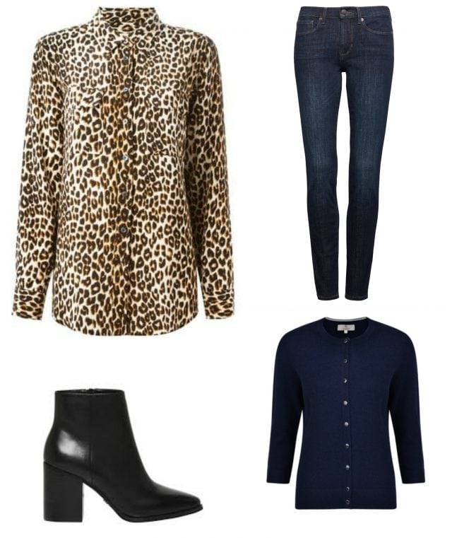 leopard styled wwith black navy and denim