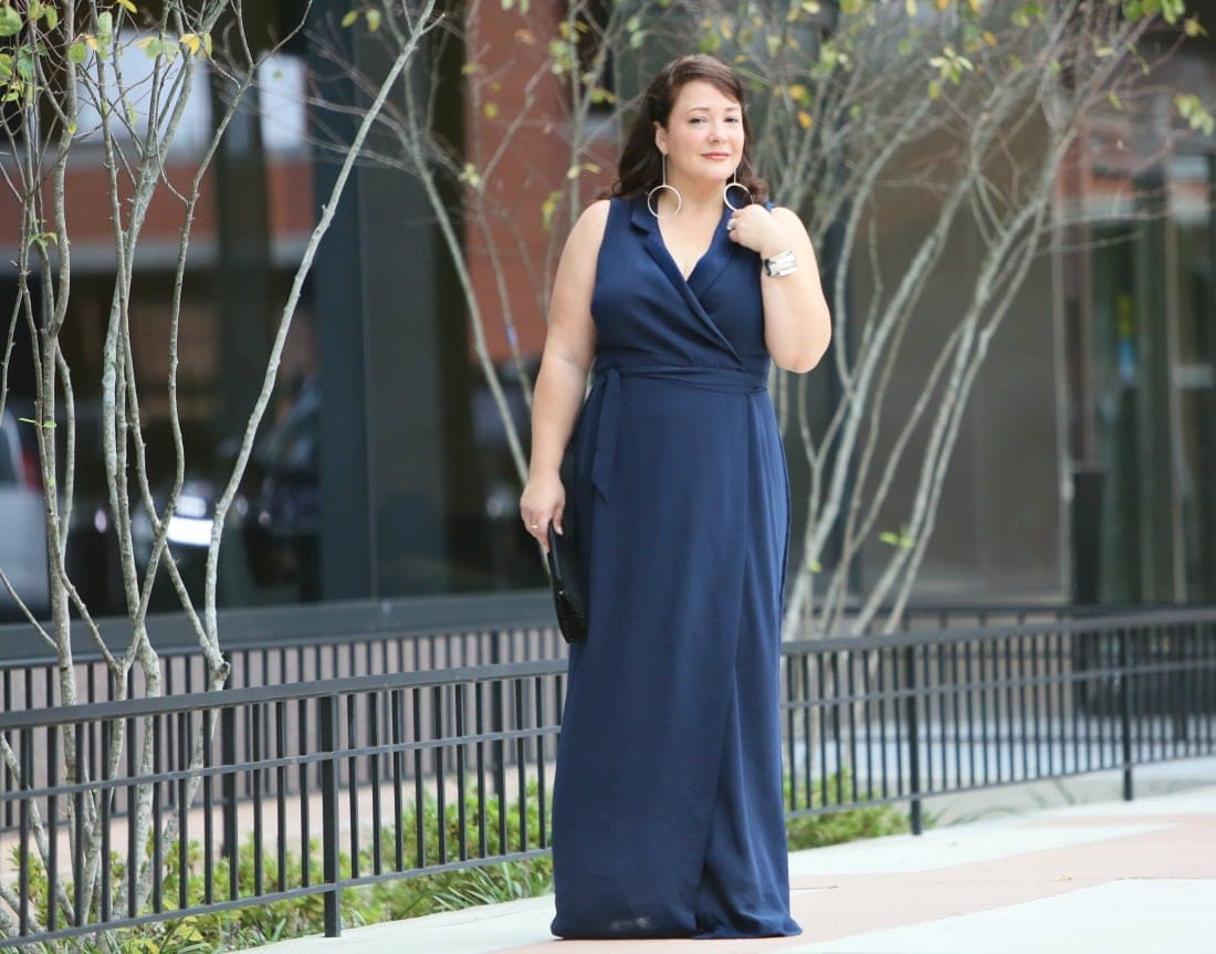 What I Wore: Adrianna Papell Navy Maxi Dress