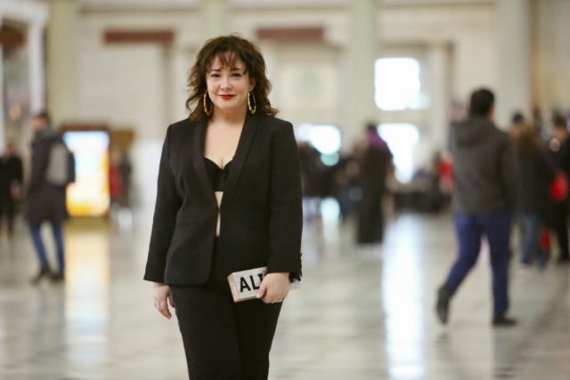 Wardrobe Oxygen in a black refined crepe Le Smoking or women's tuxedo From Talbots at Union Station in Washington DC