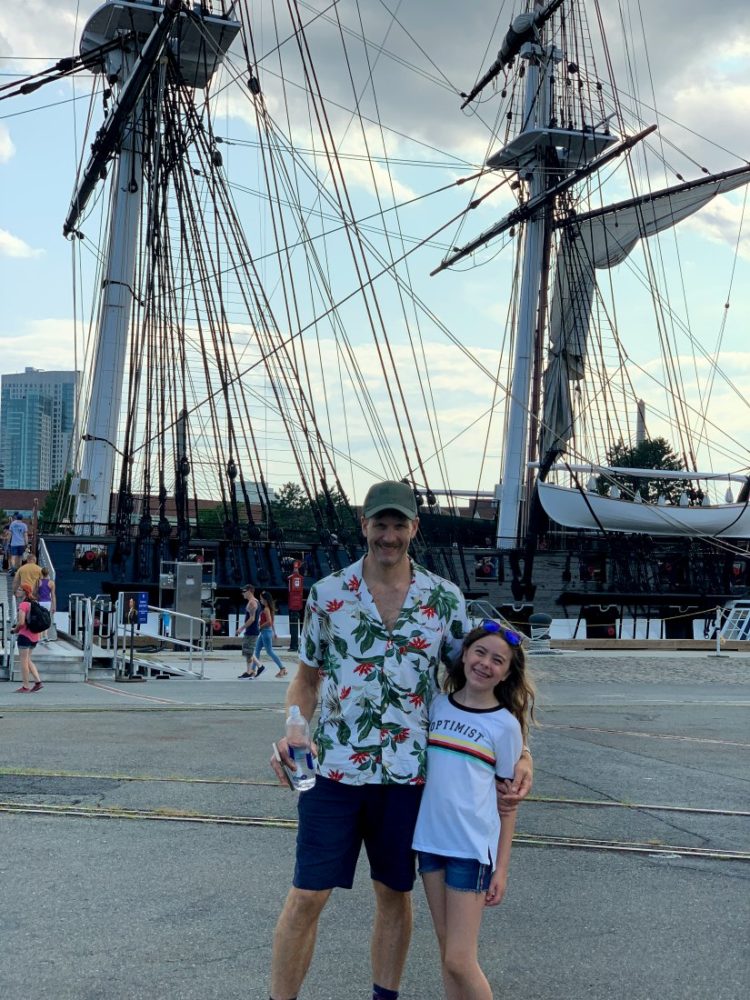 Karl and Emerson in front of the USS Constitution