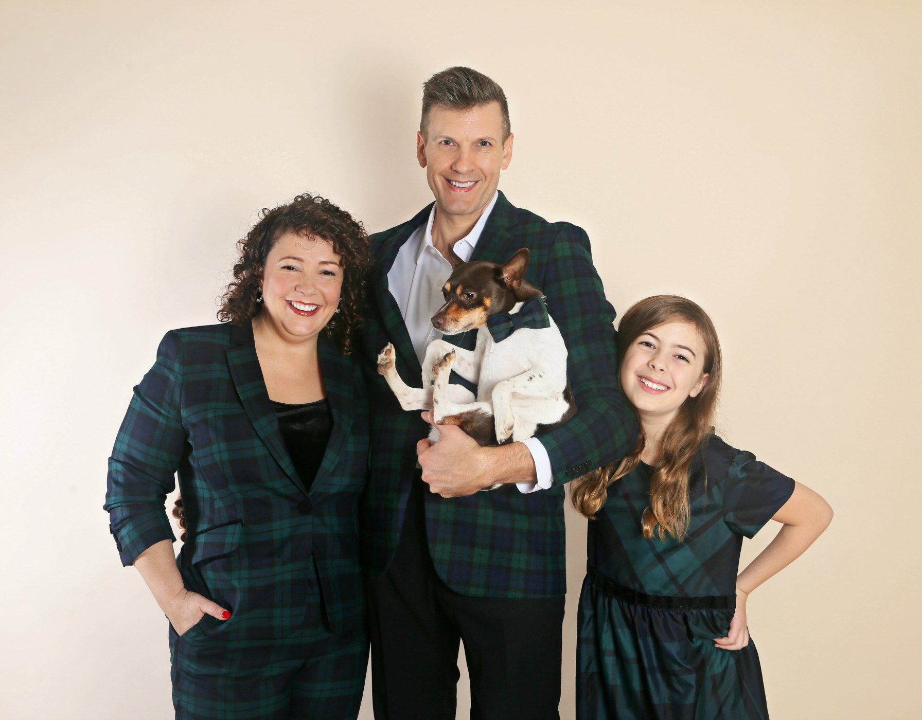 wardrobe oxygen holiday card 2019 in black watch plaid from talbots