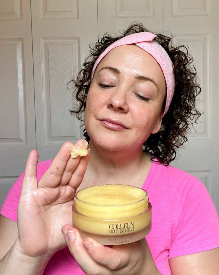 Alison Gary of Wardrobe Oxygen caring for her face with the Colleen Rothschild Radiant Cleansing Balm