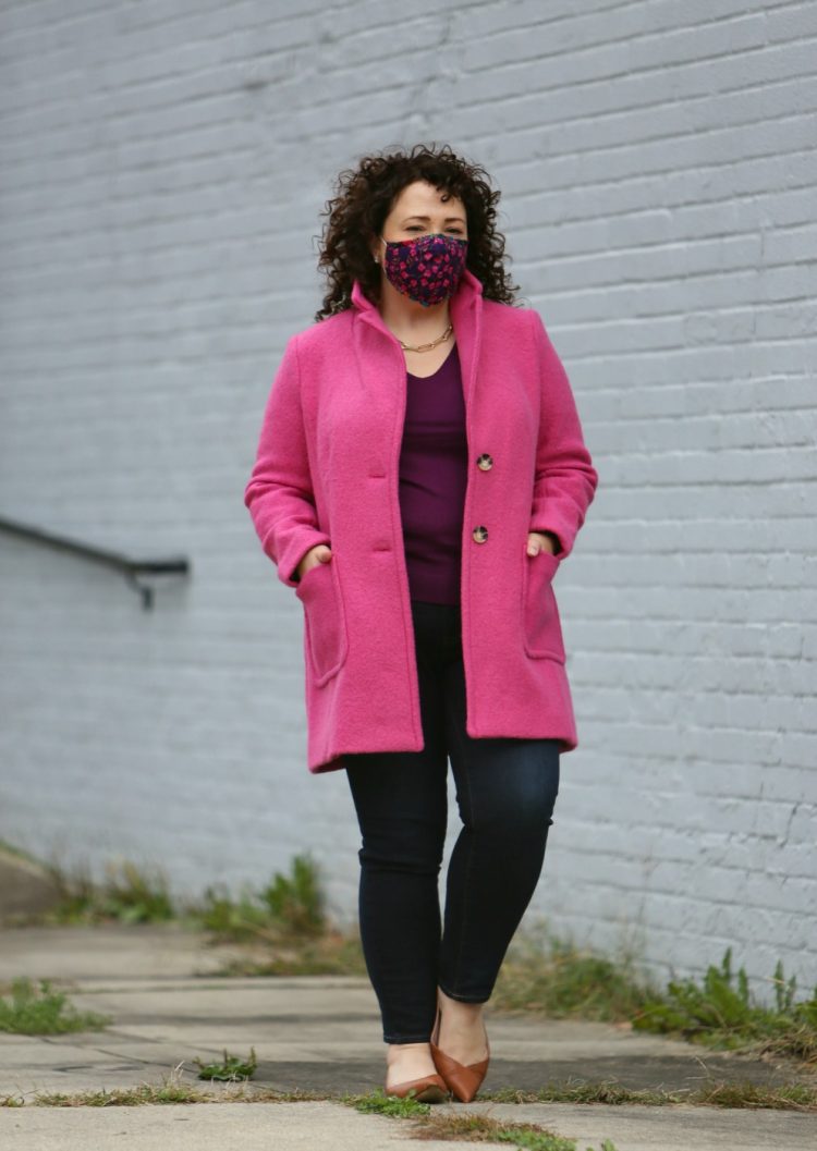 talbots pink boiled wool coat