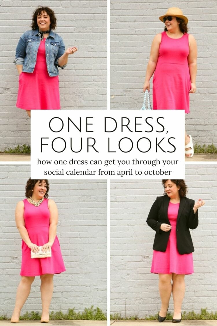 one knit dress four ways styled by Wardrobe Oxygen