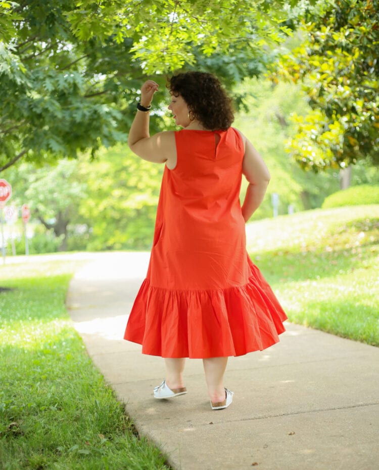 Back view of the Christopher John Rogers for Target Orange Shift Dress