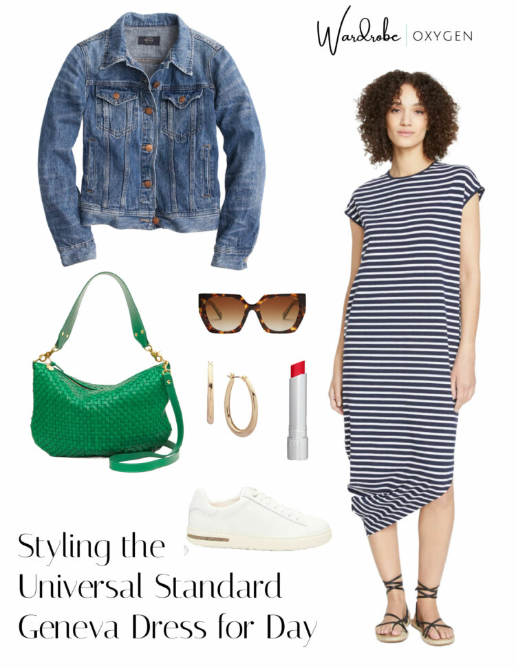 styling the universal standard geneva dress with a denim jacket