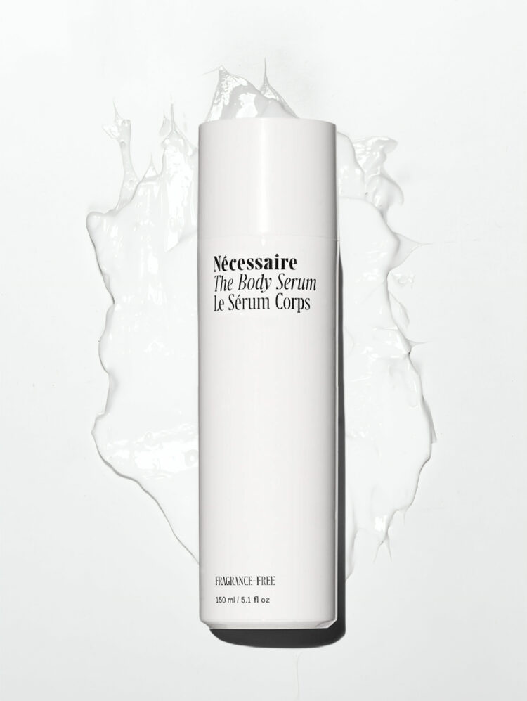 A bottle of Necessaire body serum