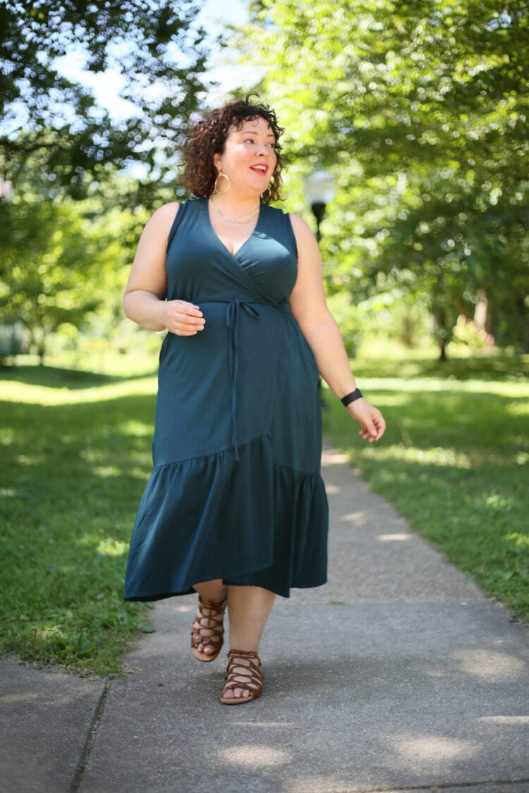 Teal Bust-Friendly Wrap Dress