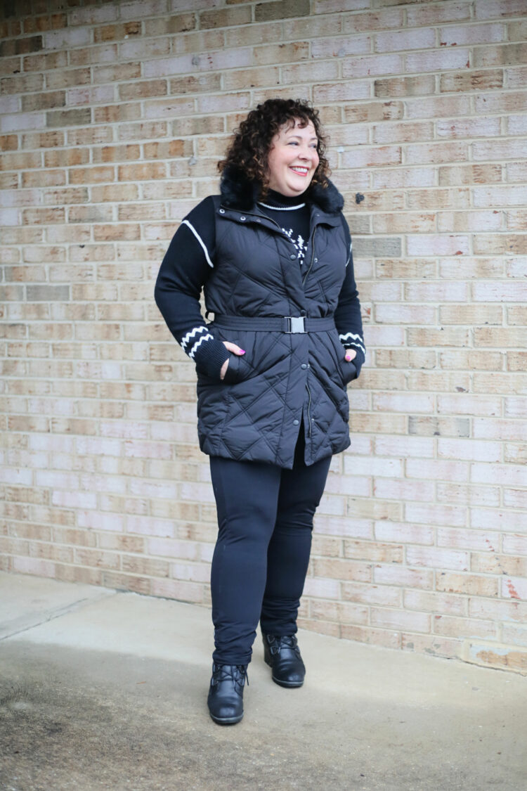 talbots belted puffer vest