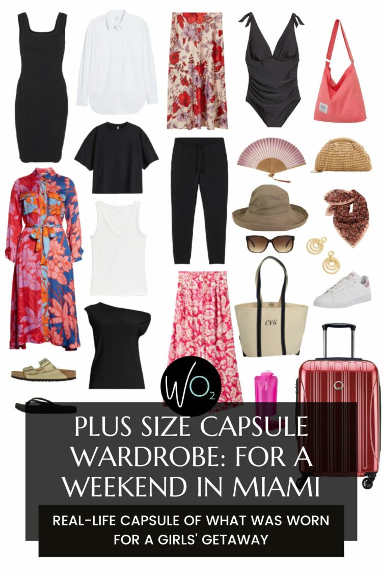 Weekend Capsule Wardrobe for a getaway to Miami, Florida. Plus size capsule wardrobe for women over 35 by Wardrobe Oxygen