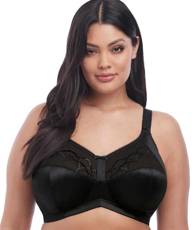 Woman in black Elomi cate wire free bra