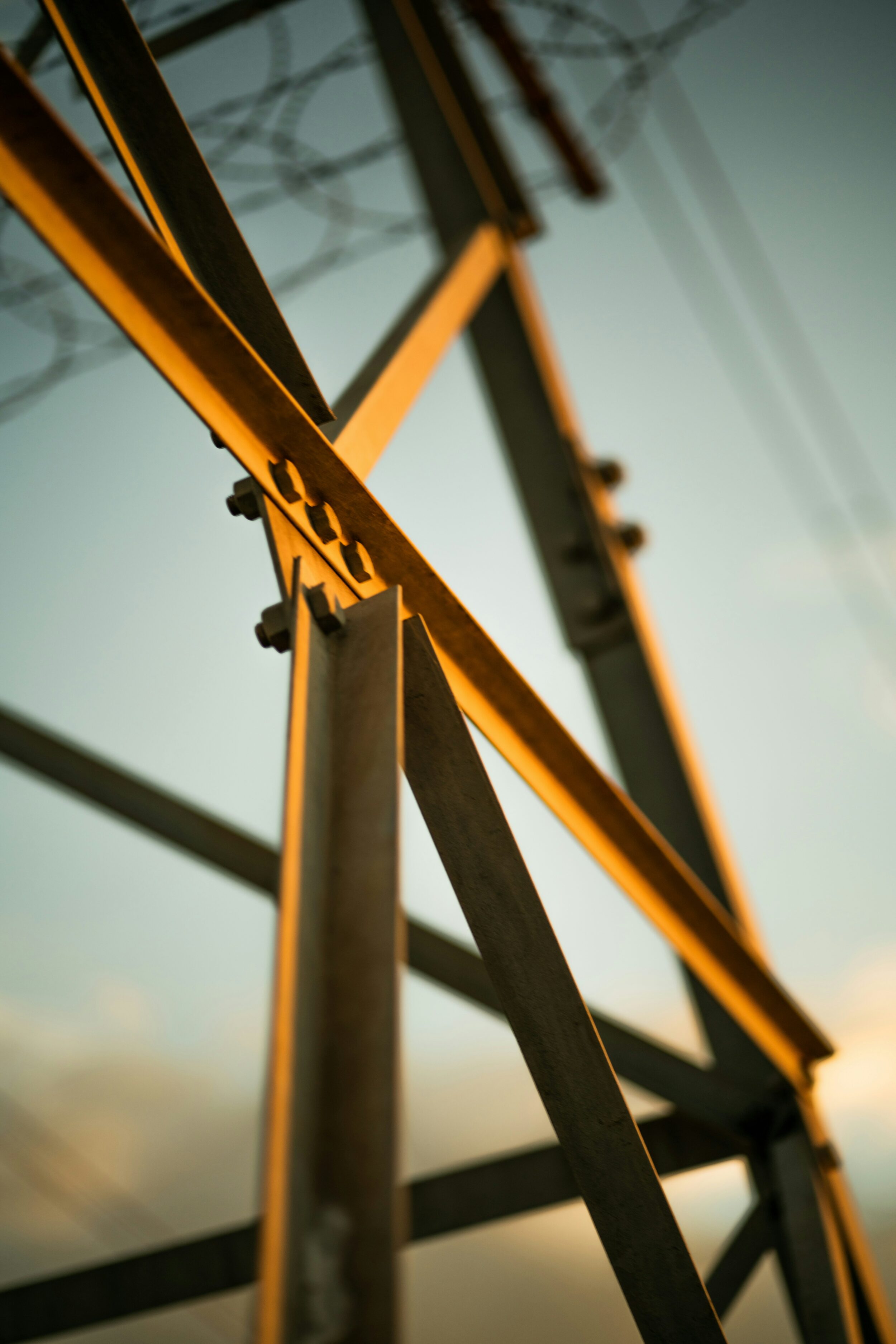 steel bars on a construction site at sunset