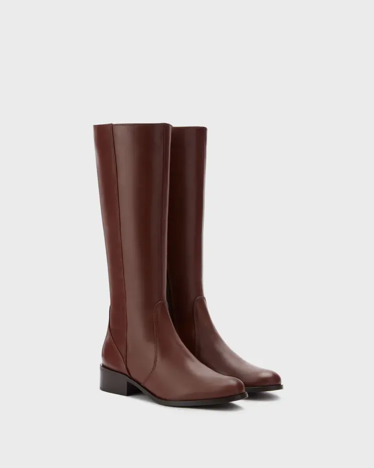 Quality and Stylish Wide Calf Boots: My Picks 2 Haltham Standard Shaft Knee-High Boots in Brown Leather