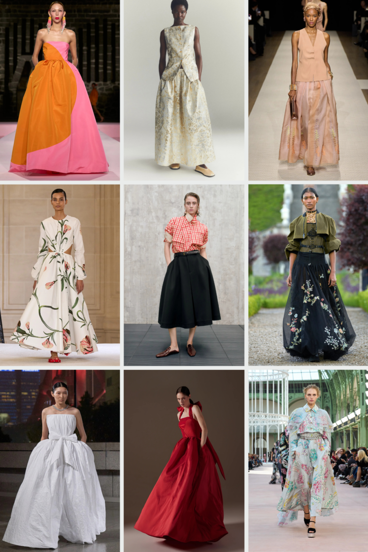 Ball skirts seen on the designer runways for Spring RTW and Resort 2025 | Return of the Ballskirt