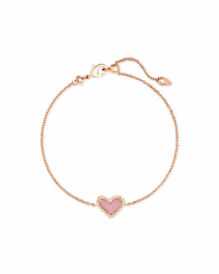 kendra scott ari heart delicate chain bracelet rose gold pink drusy 00 scaled