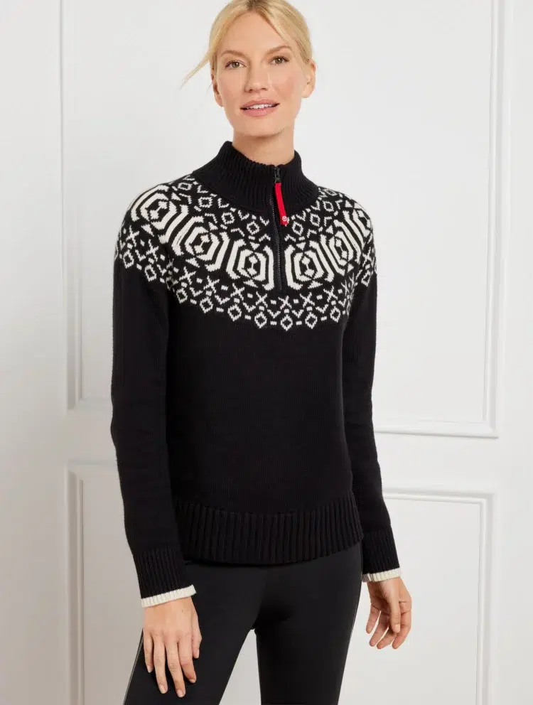 talbots half zip fair isle sweater