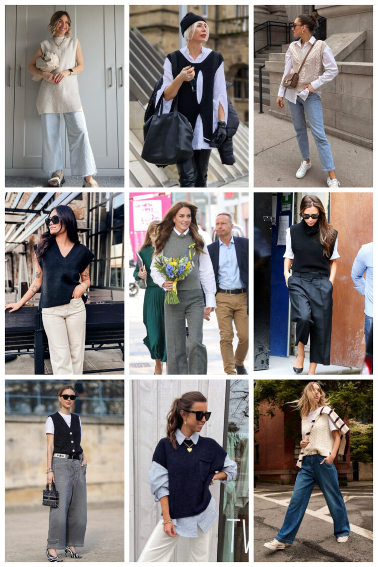 how to style a sweater vest as a woman over 40