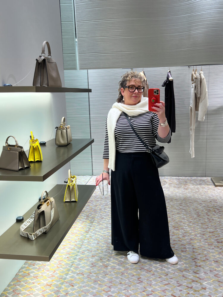 alison at fendi las vegas in universal standard breton and mmlafleur zhou culottes