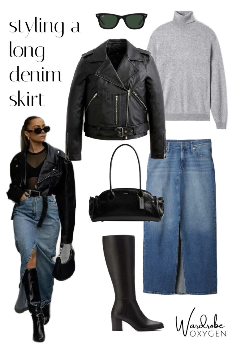 how to style a long denim skirt