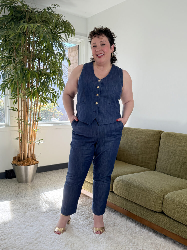 denim vest and pants on wardrobe oxygen