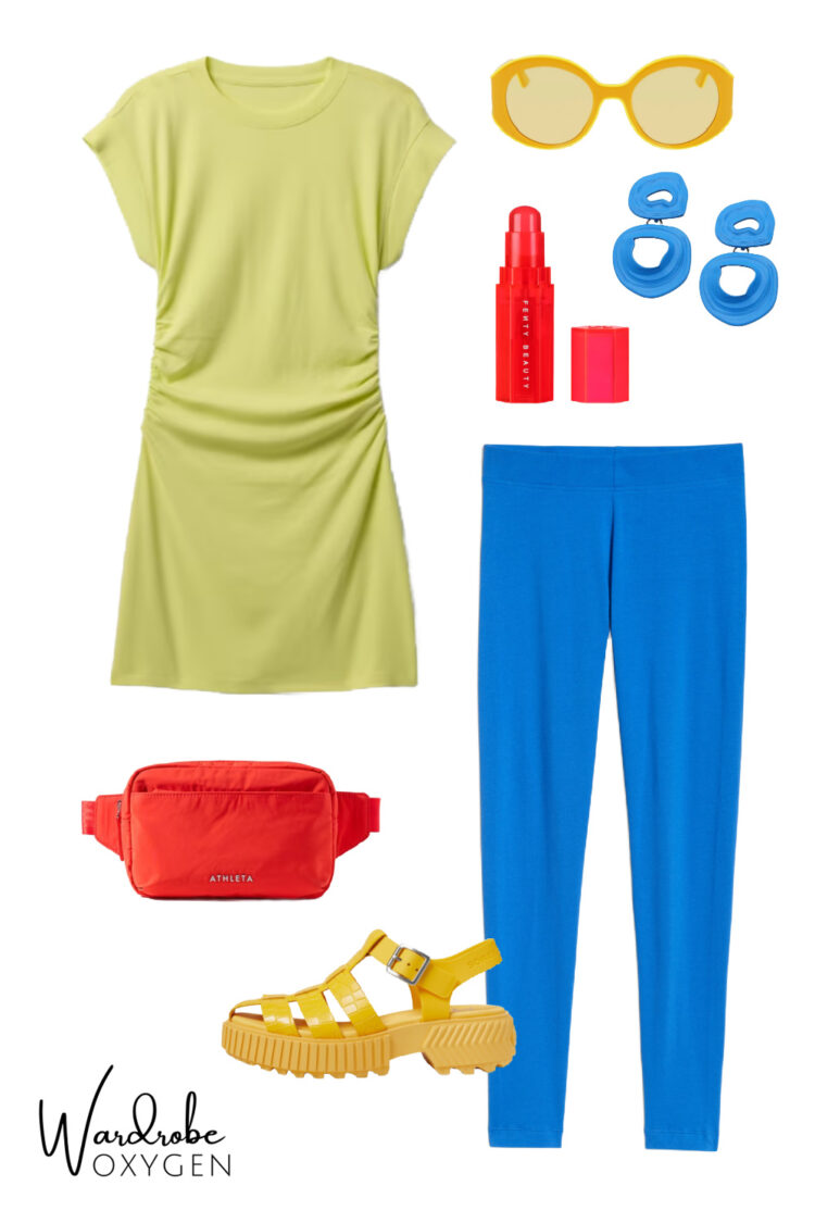 how to style bright colors women over 40 leggings