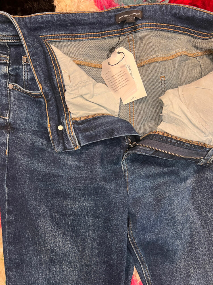 closeup photo of the front of the Universal Standard Perfect jeans