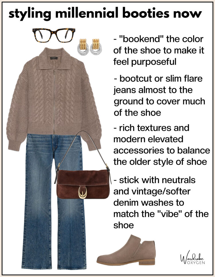 Millennial Booties tips on how to style the millennial suede bootie now as a woman over 40