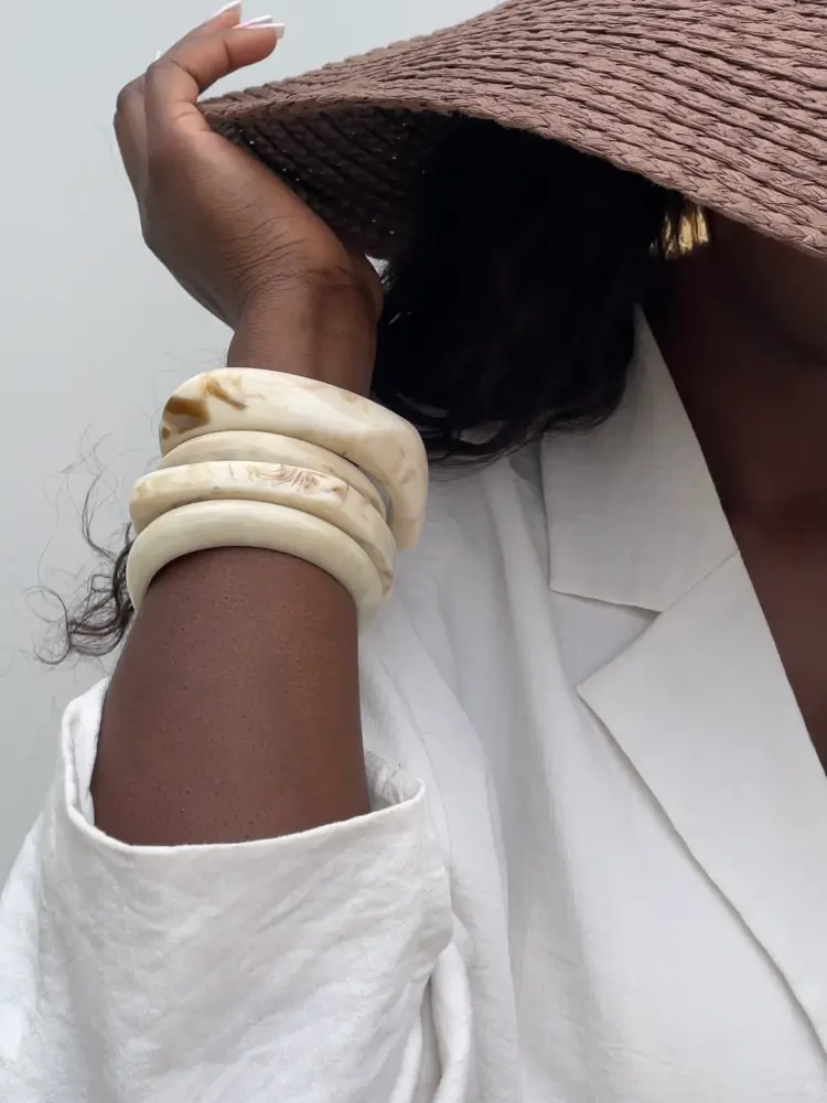 Why I'm Embracing the Bangle Bracelet Trend 3 Marble Resin Bangles Epifene brand-Epifene