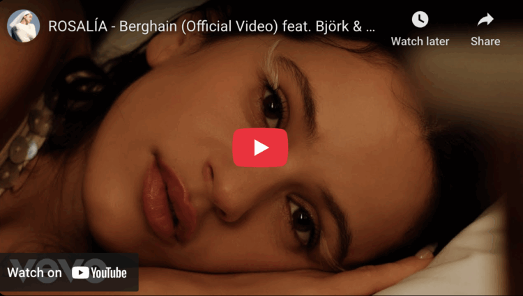 Rabbit Rabbit: Weekend Reads for November 1st 10 Screenshot from YouTube of ROSALÍA - Berghain (Official Video) feat. Björk & Yves Tumor