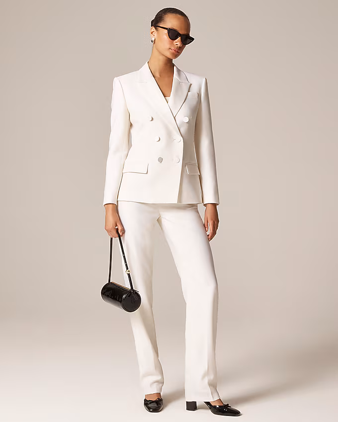 Cocktail Pantsuit j. crew 100% wool tuxedo in ivory